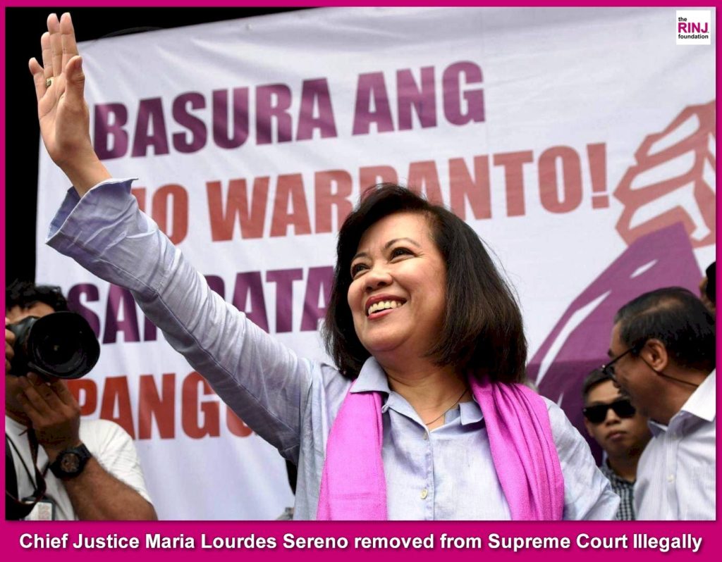 Philippines Supreme Court Chief Justice removed when Duterte Declared her an enemy
