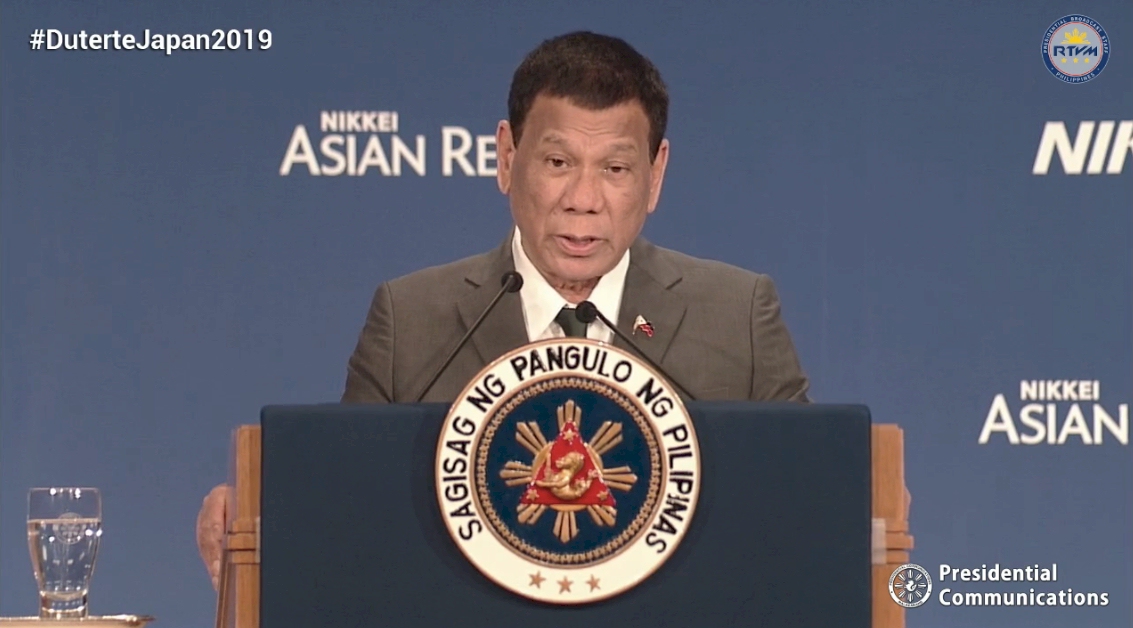 President Rodrigo Roa-Duterte during-the 25th Nikkei Conference on the Future Of Asia Photo Credit: Official Presidential Communications - Video Capture by FPMag Graphics Rosa Yamamoto