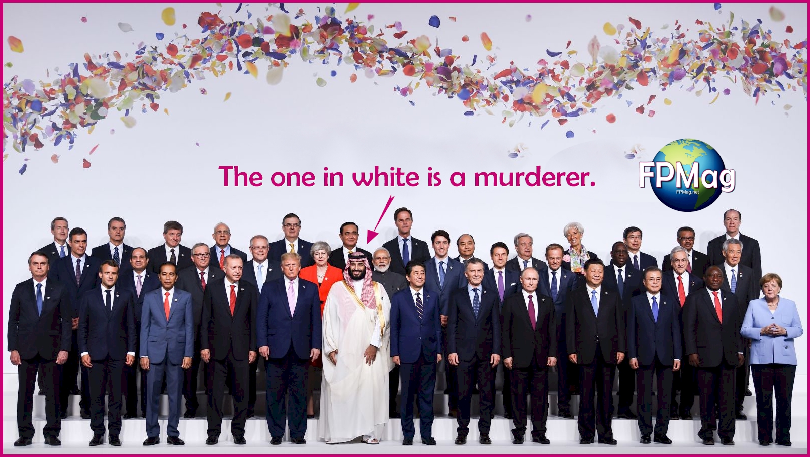 The one in the white, Mohammad bin Salman (MBS) is a murderer.
