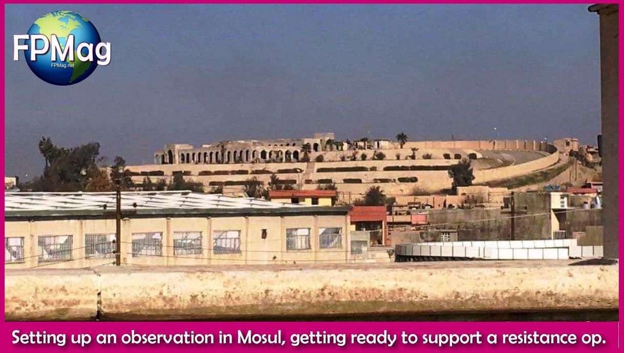Setting up an observation in Mosul, getting ready to support a resistance op. 