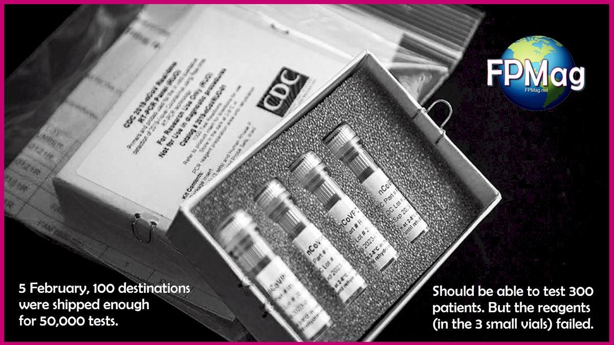 5 February, 100 destinations were shipped enough for 50,000 tests. These boxes should be able to test 300 patients. But the reagents (in the 3 small vials) failed.