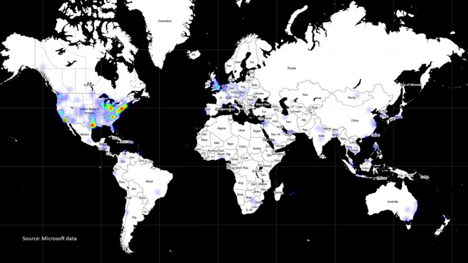 Areas impacted by the infected software. Source: Microsoft