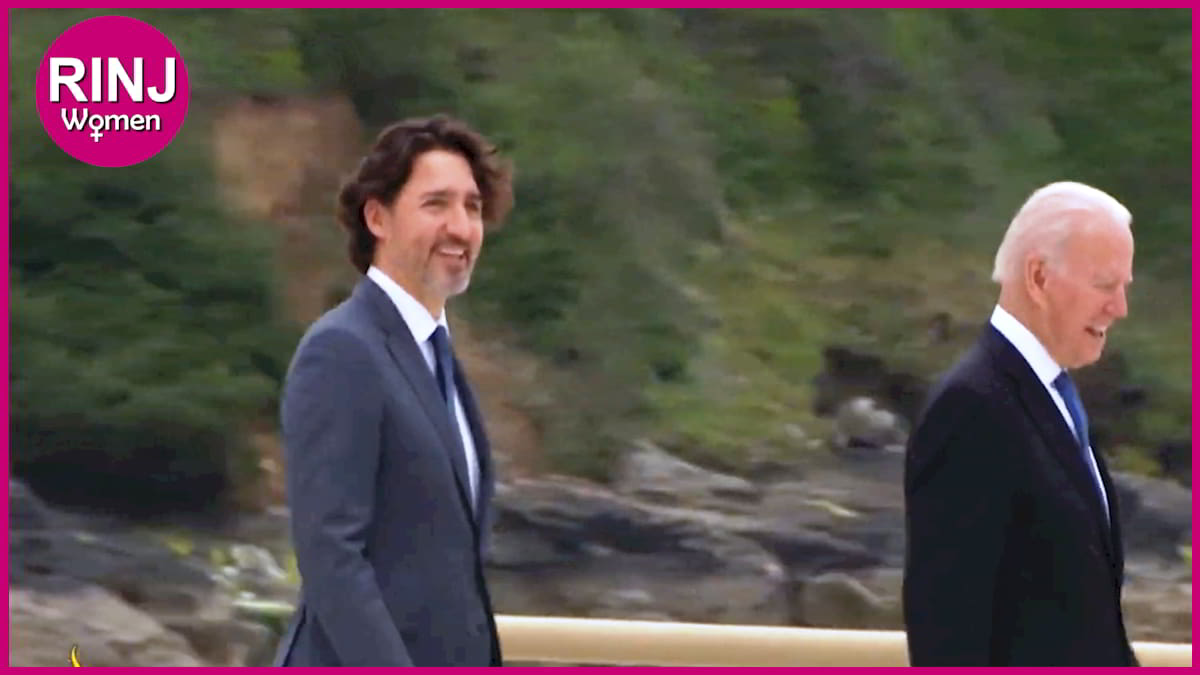 Justin Trudeau (Canada) Joe Biden (USA) 2021 G7 Cornwall, UK