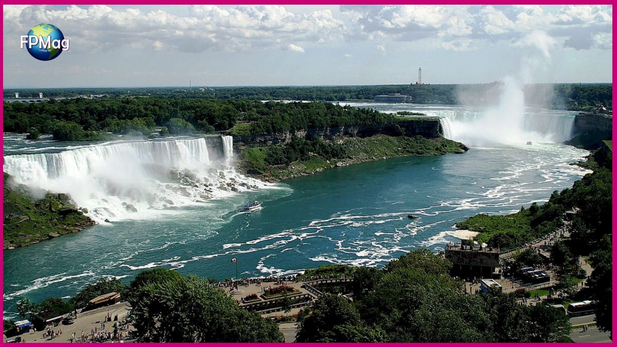 Niagara Falls USA and Canada from the Ontario Side.