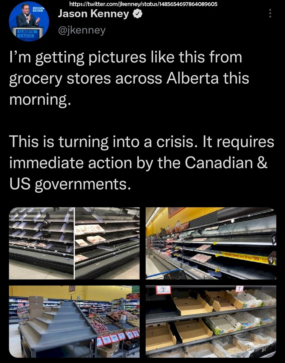 Food Shortages in Canada and the United States