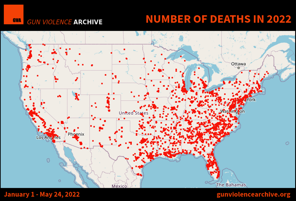 Number of gun violence deaths in America during 2022. 